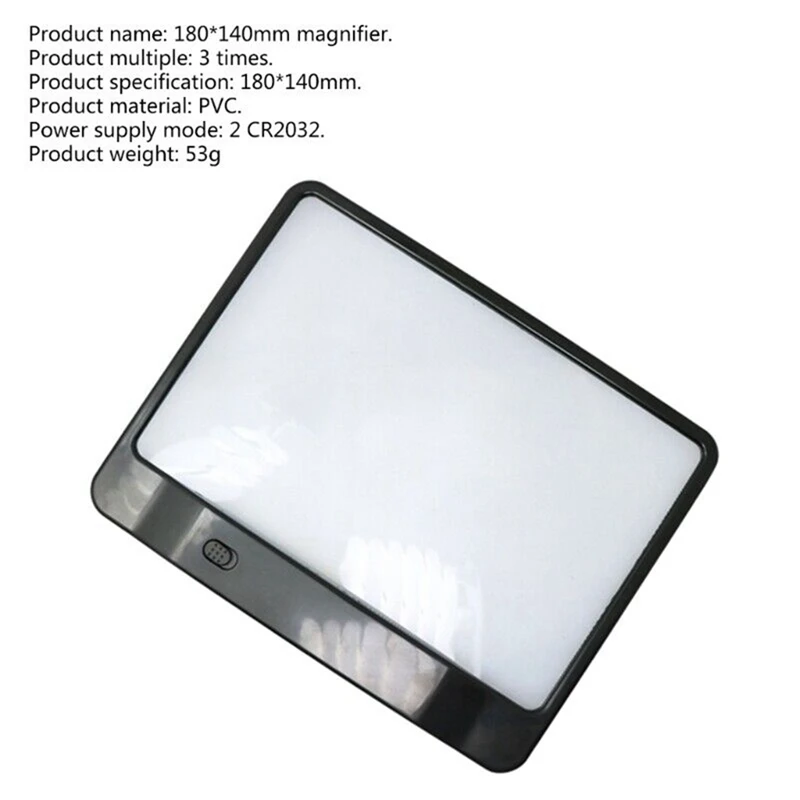 1 PCS Candy AS-SEEN-ON-TV Reading Magnifying Glass And Light To See Pages 3X Bigger, Optical Grade, Anti-Glare White