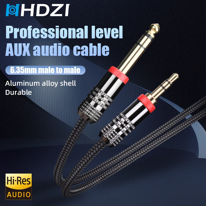 6.35mm 1/4' Adapter to 3.5mm 1/8' Adapter TRS Bidirectional Stereo Audio Cable Jack, 4-Foot, Suitable for Guitar, IPod, Notebook