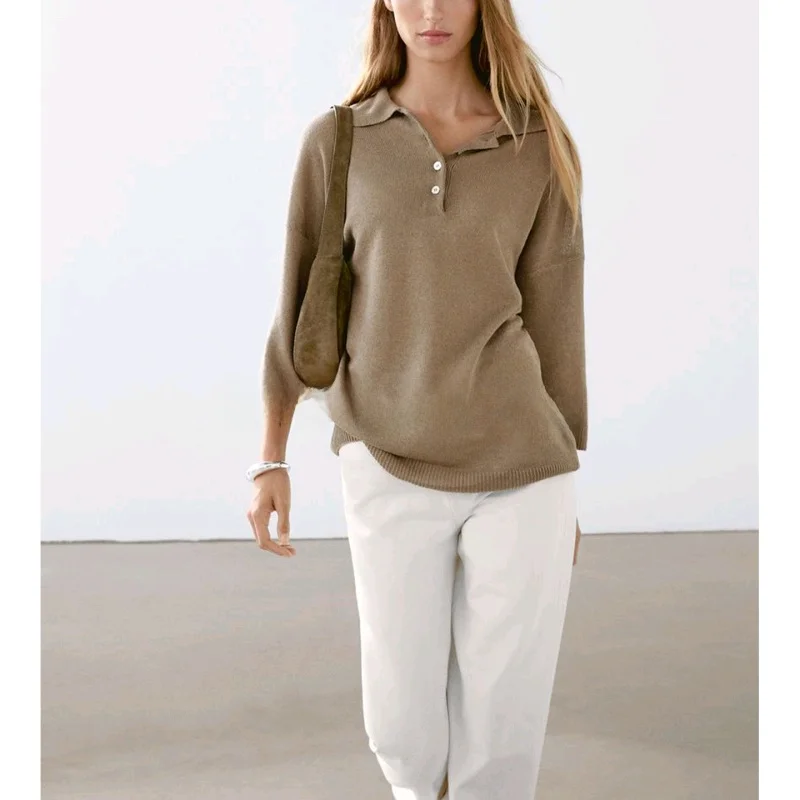 lectual Casual lavorato a maglia Ne maglione vestibilità ampia semplice delicato primavera estate donna Faion Commute Sle Long Sve
