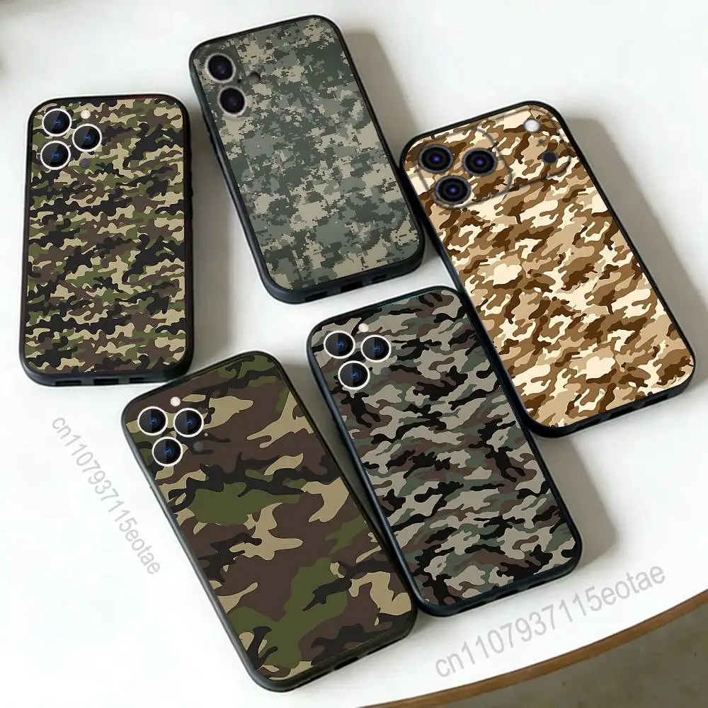 

Camouflage Camo Military cool Phone Case For iPhone 17,16,15,14,13,12,11,Pro,Max,Plus,E,Air,Mini Black Shockproof Funda Cover