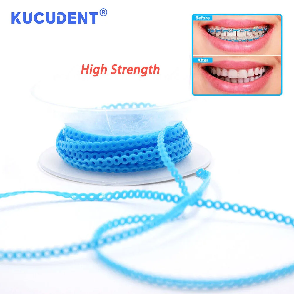KUCUDENT 15 Feet/Roll Dental Orthodontic Power Chain Long/Short/Continuous Elastic Ultra Powerchains Ligatures Rubber Bands