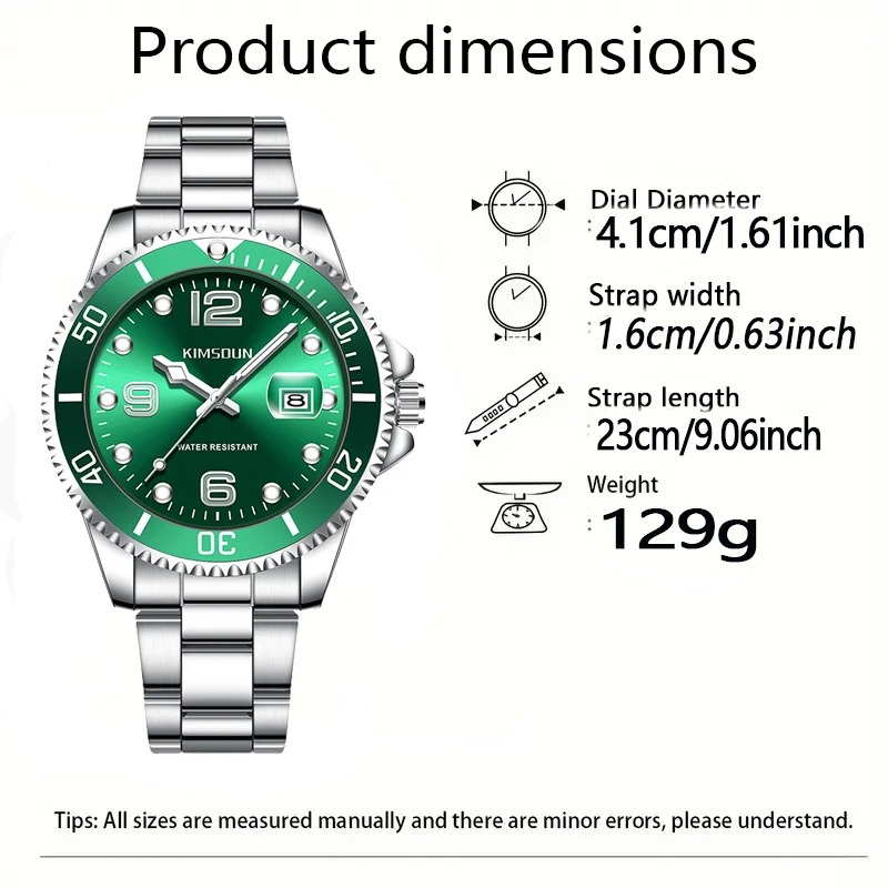 New Men's Fashion Steel Band Quartz Watch, Business Style, Outdoor Casual Watch, Round Case, Date Display, with Luminous Features, Suitable for Formal Occasions and Daily Wear, Luxury Men's Wristwatch
