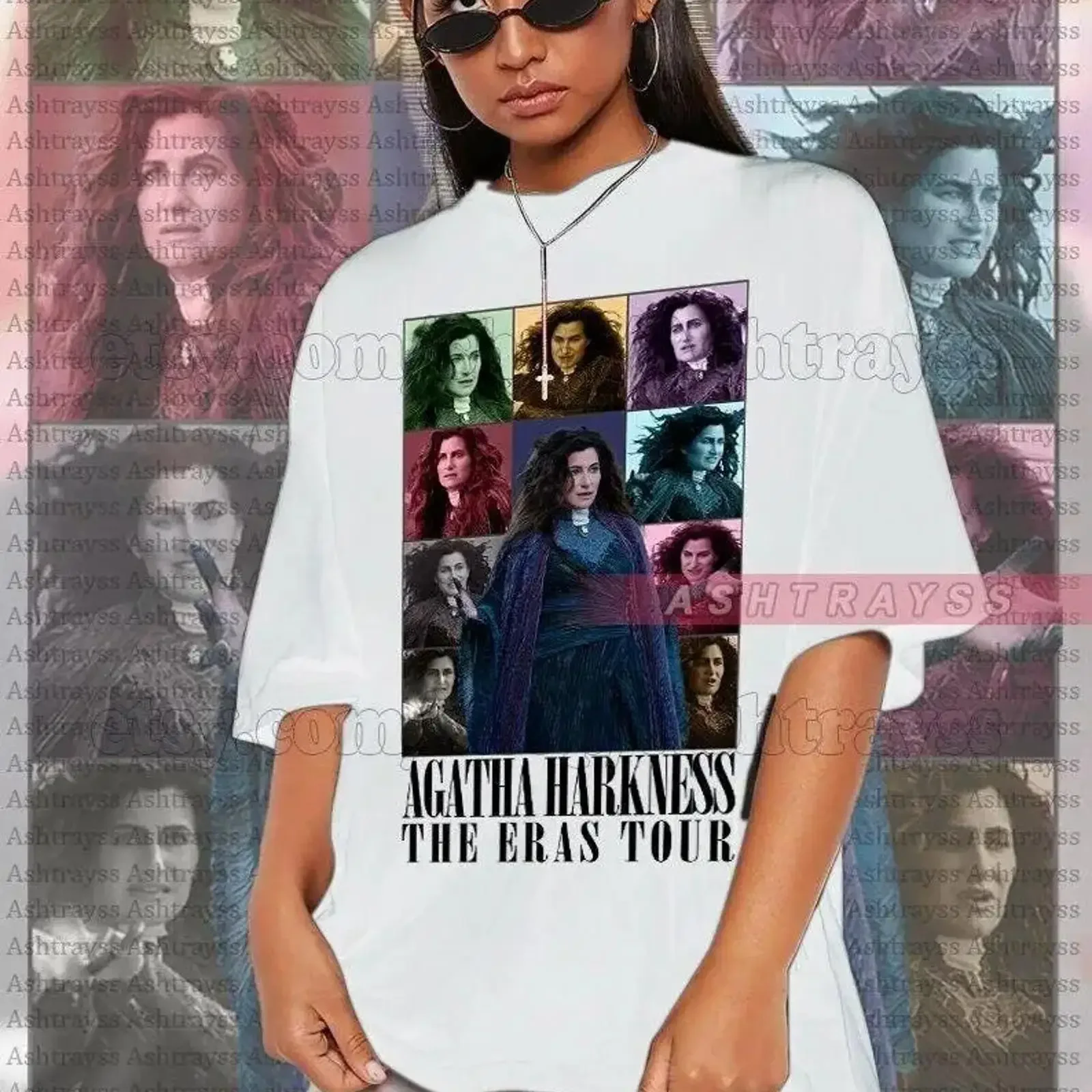 

Футболка Kathryn Hahn Eras Tour Agatha Harkness Design, винтажная стираная уличная одежда, универсальная, мягкая, растянутая, удобная, повседневная