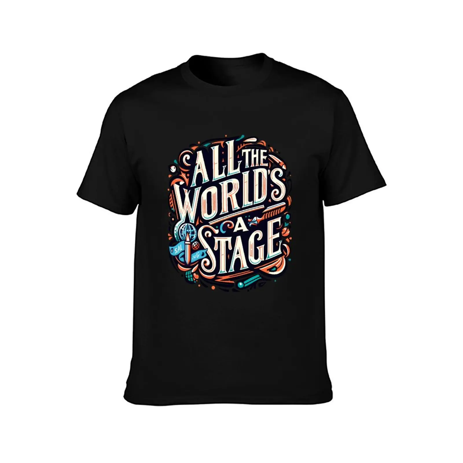 All the world's a stage, typography T-Shirt Lightweight Cooling Short Sleeve Tee T-Shirt