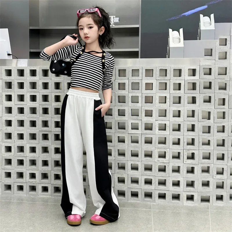 

Girls 2024 New Spring and Autumn Wide Leg Pants Fashionable and Handsome Casual Guard Pants Jazz Dance Pants