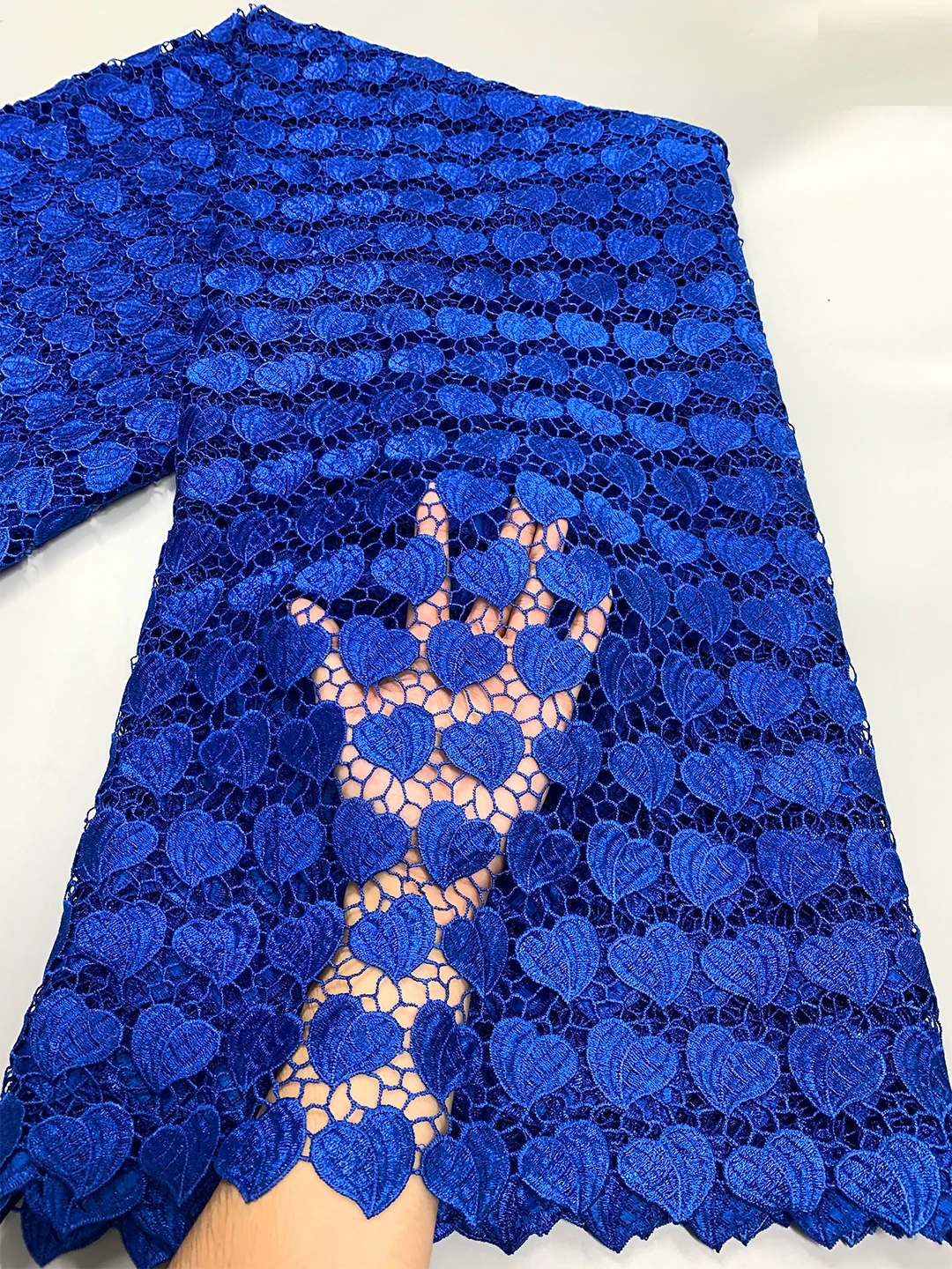 

Royal Blue 2024 High Quality African Guipure Cord Lace Fabric Nigerian Water Soluble Lace Fabric For Women Evening Party Dresse