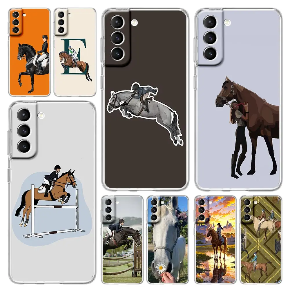 

Competition Equestrian Horse Phone Case For Samsung Galaxy S25 S24 Plus S23 FE S22 S21 S20 Ultra 5G S10 S10E Soft Clear Cover