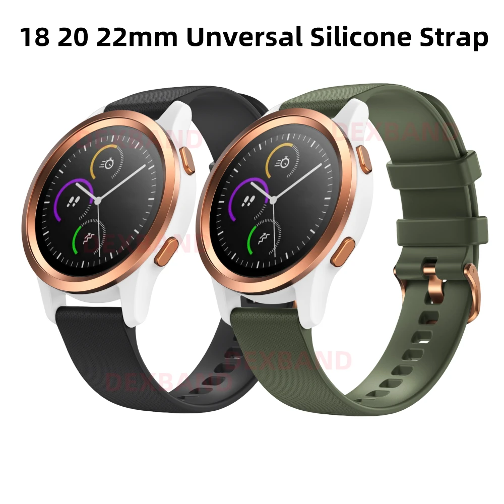 

18 20 22mm Universal Silicone Wristband Strap For Garmin Venu 2 2S Vivoactive 3t Forerunner 245 645 Watch Band Rubber Bracelet