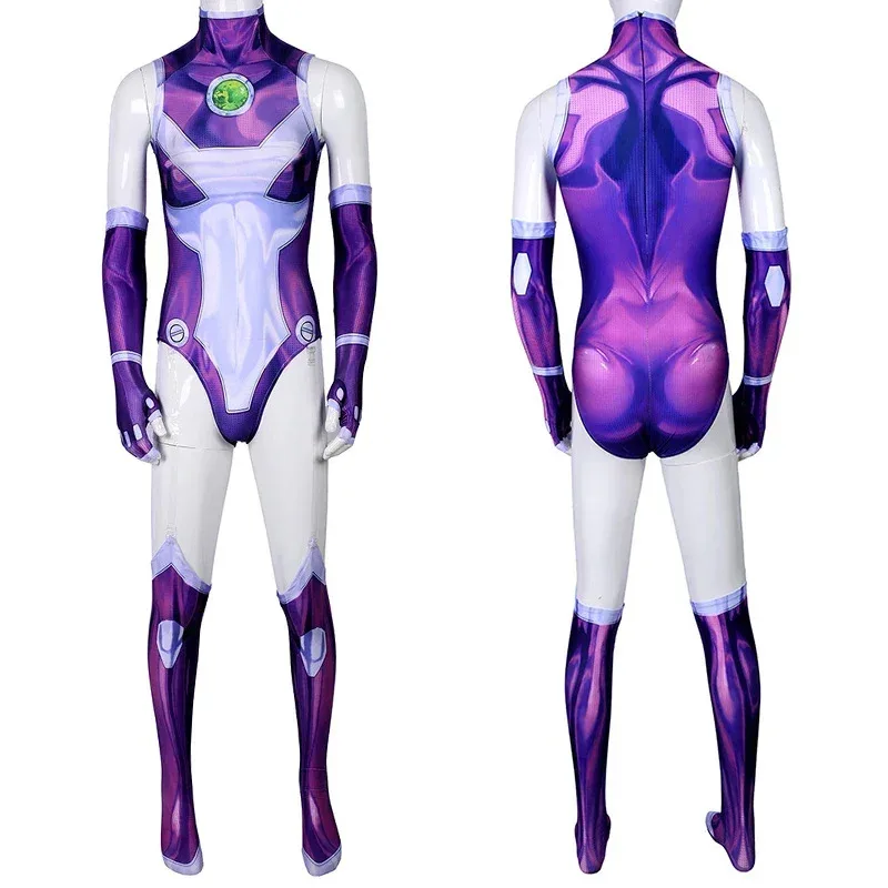 Disfraz de Cosplay de Teen Titans Starfire Koriand'r, mono de superhéroe, mono Zentai, disfraces de fiesta de Carnaval y Halloween para mujer