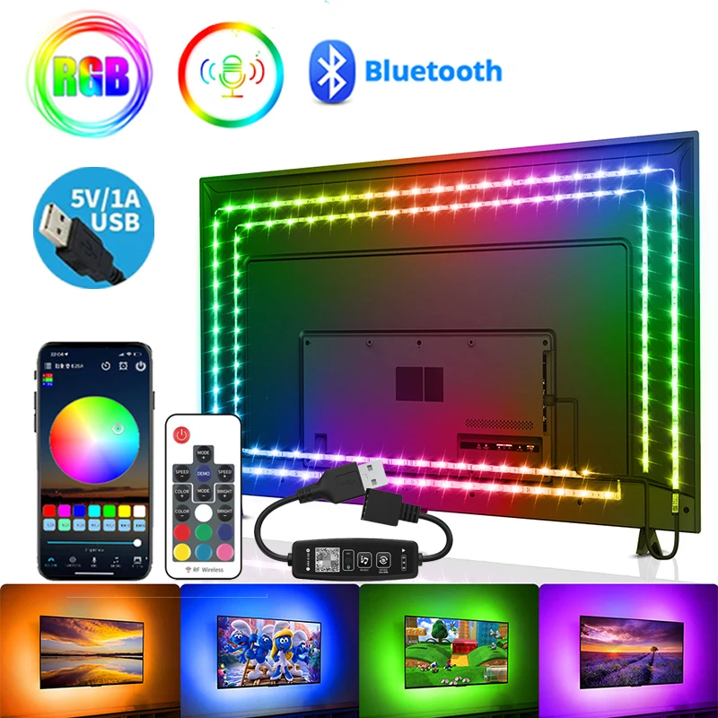 

Rgb Led Strip Light USB Bluetooth 5V RGB Led Lights For Room Decoration TV Backlight Led Tape Light Music Led Controller Strip