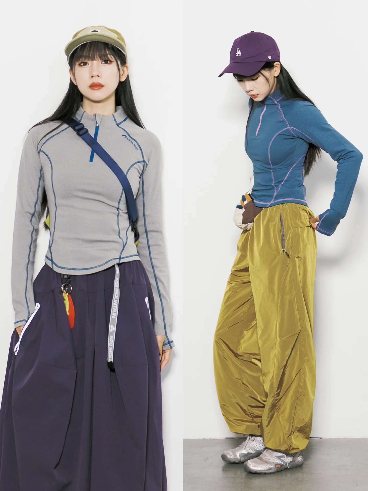 Outdoor Women's Long Sleeve T-Shirt RCDB Mountain Series Half Zipper Stand Collar Slim Fit Base Shirt Inner Wear Top