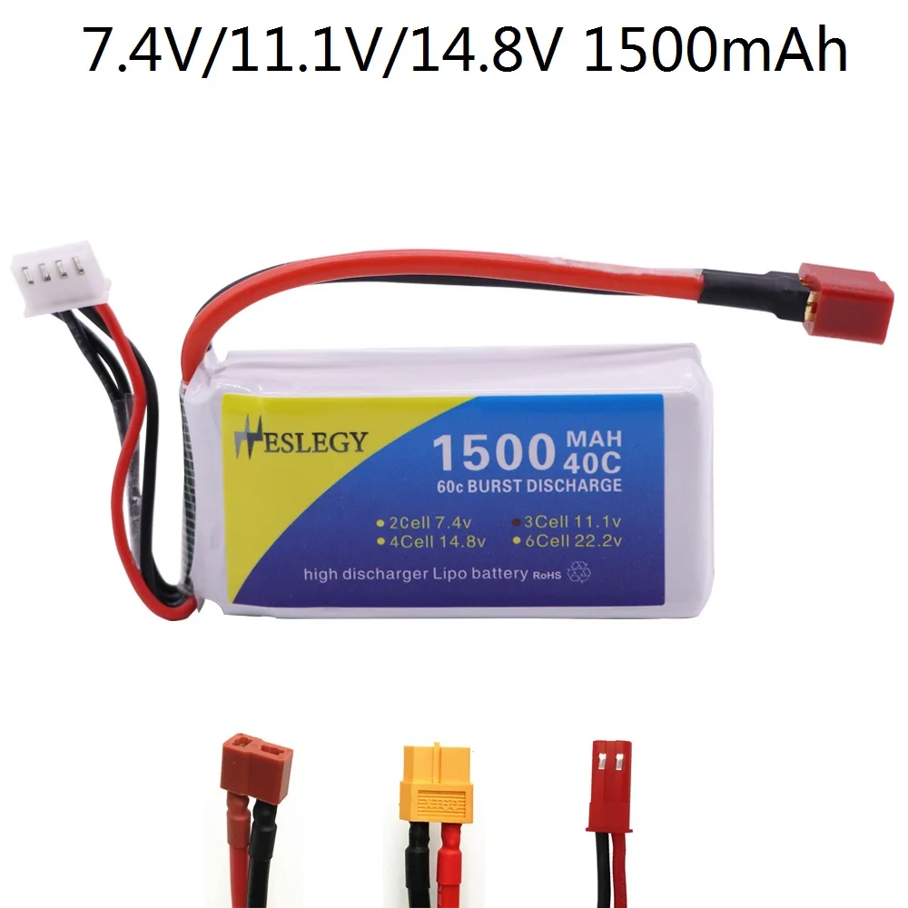 7.4V 11.1V 14.8v 1500mAh 2/3/4S Lipo battery T/XT60/JST Plug for RC Car Airplane Quadcopter spare parts 11.1V battery for RC toy