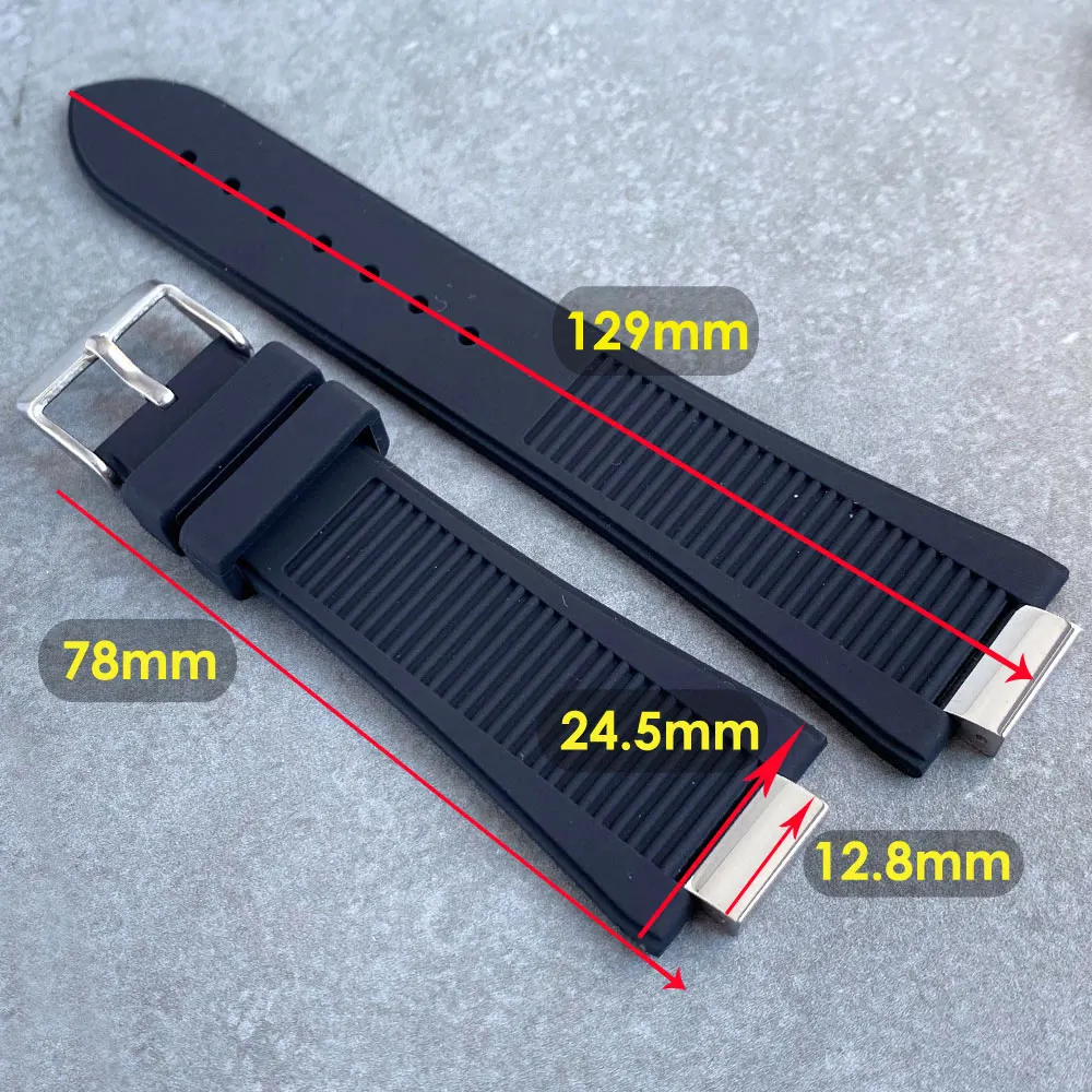 Silicone Watch Band Watch Strap for Nautilus Model NH35 NH36 Automatic Men Watch Solid Steel End Links Pin Buckle Black Blue