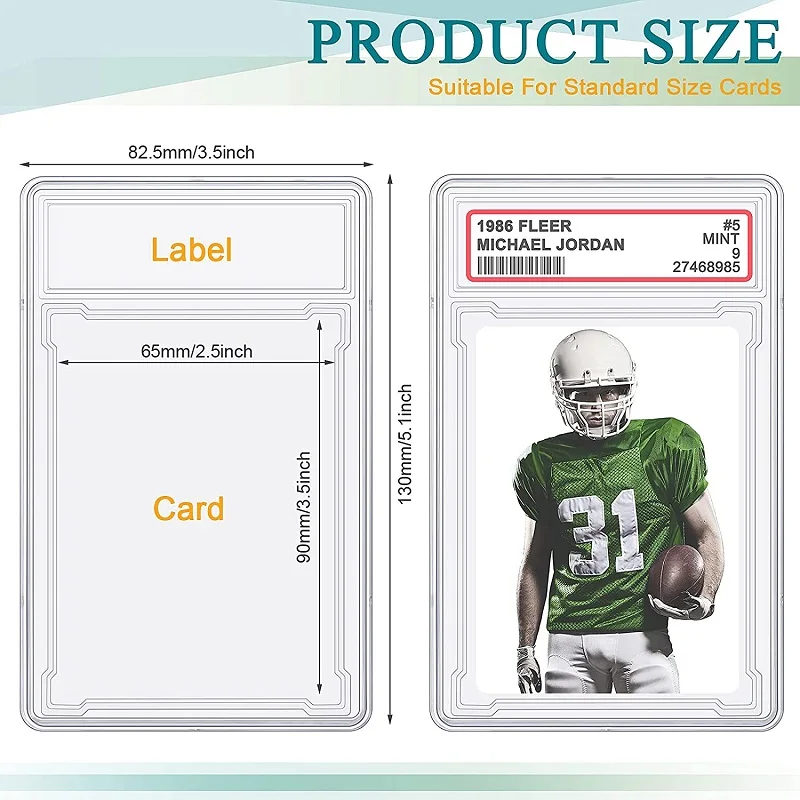 10Pcs/Pack Trading Cards Protector Case Acrylic Baseball Card Holders with Label Position Hard Card Sleeves for Game Card