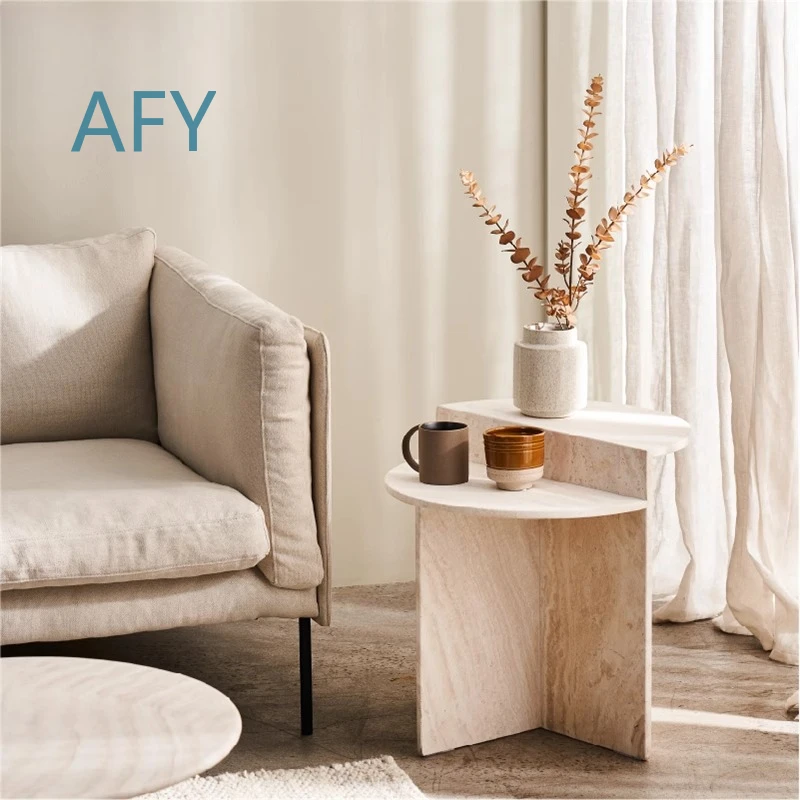 Wabi White Cave Marble Bedside Table for Modern Bedroom Living Room Entrance Hall Hotel Decor Sculpture Base Column Floor