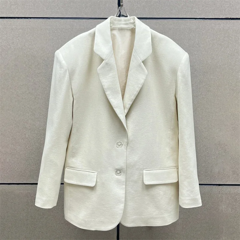 

Women's jacket New single breasted slim women's suit jacket for summer 2025 High quality pure cotton Women's blazer outerwears