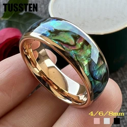 Dropshipping TUSSTEN 4/6/8MM Men Women Tungsten Wedding Band Ring With Colorful Crushed Shell Inlay Comfort Fit