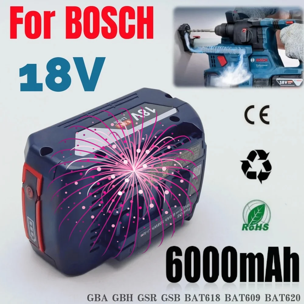 

Аккумулятор Bosch 18В 6.0Ач, совместимый с аккумуляторами серии Bosch 18В GSR180, GBH180, GSB180, для электроинструментов Bosch 18В.