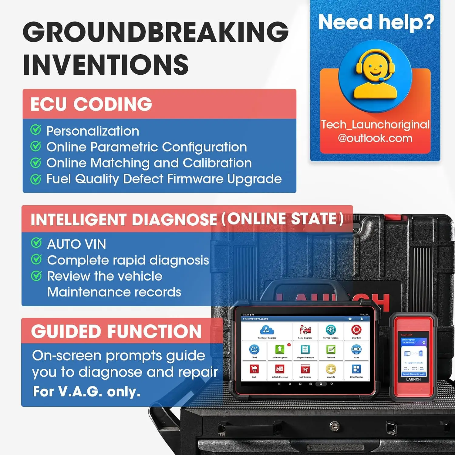LAUNCH X431PADVIIELITE Car Diagnostic Tools J2534 Online Programming OBD2 Smartlink Automotive Scanner Auto Diagnost OBD 2 Years Free Update Professional OE-Level