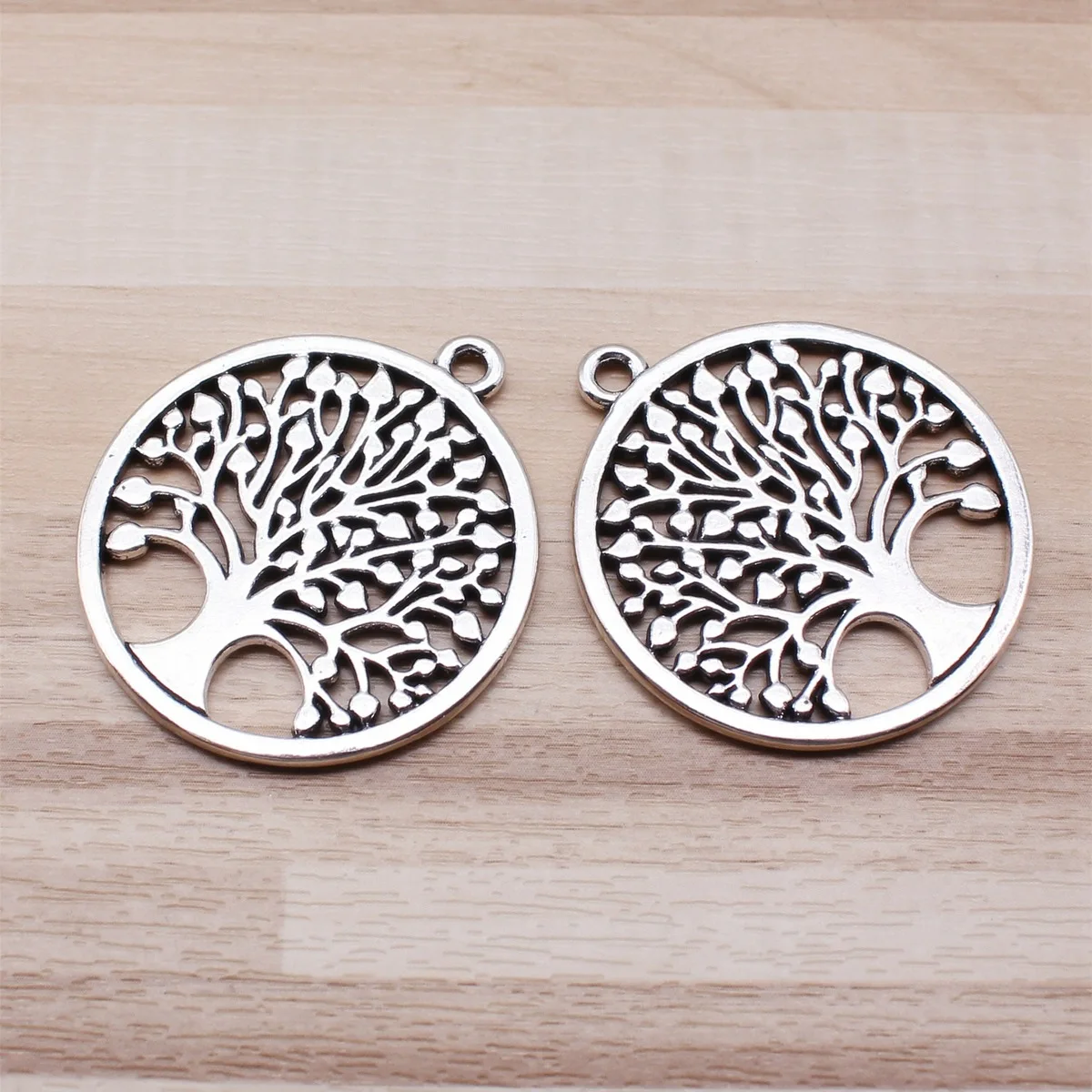 IFOCUS 2pcs/Lot New Round Tree Of Life Charms For DIY Jewelry Making Zinc Alloy 38x34mm/1.5x1.34inch