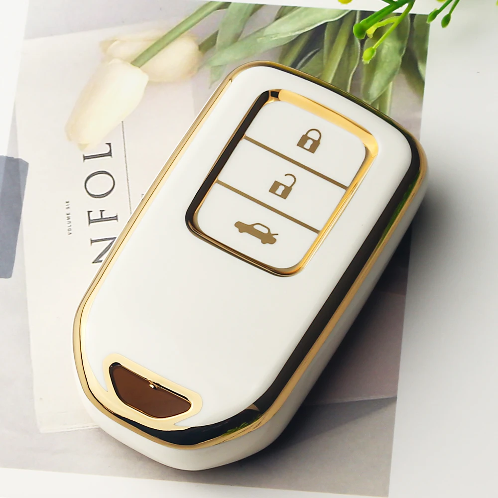 KEYYOU 3 Buttons For For Honda CRV CR-V Fit Civic Accord HR-V HRV City Odyssey XR-V Protector TPU Car Remote Key Case Cover