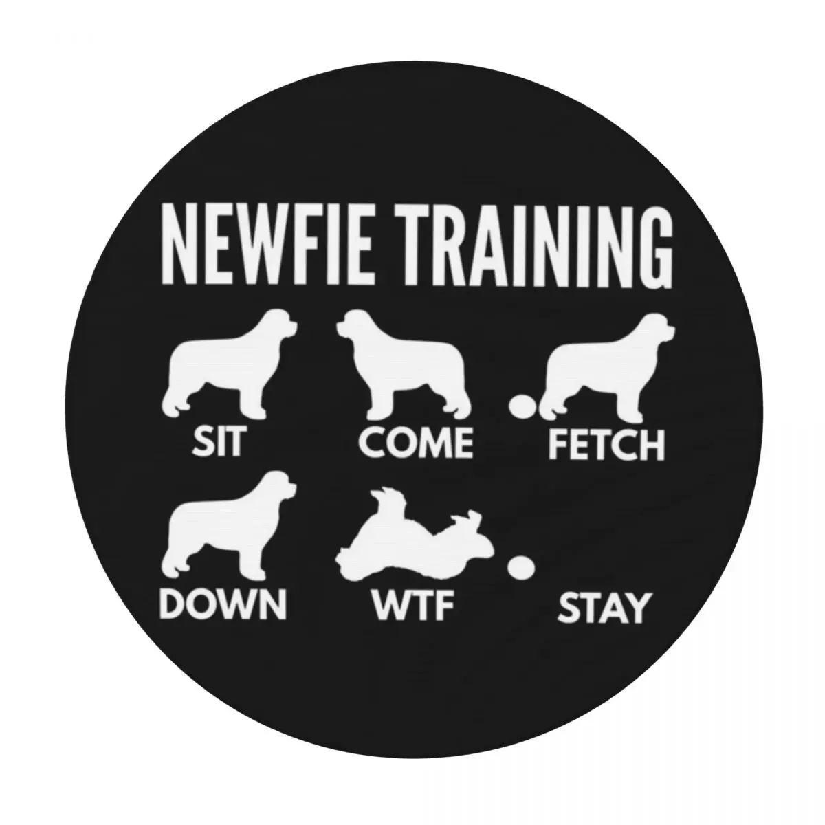 Newfie Training - Newfoundland Dog Tricks Waterproof Round Tablecloth Oilproof Table Cloth for Kitchen Events Dining Table Cover