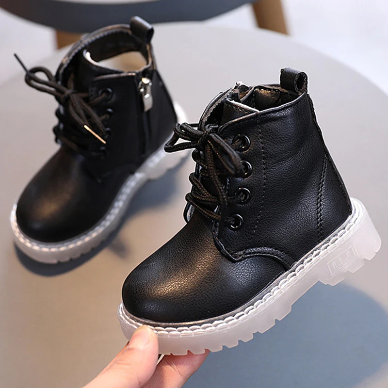 Kids Fashion Boots Boys Running Sneakers Zipper Solid Casual Ankle Boots Children Autumn No Slip Babys Girls Short Booties