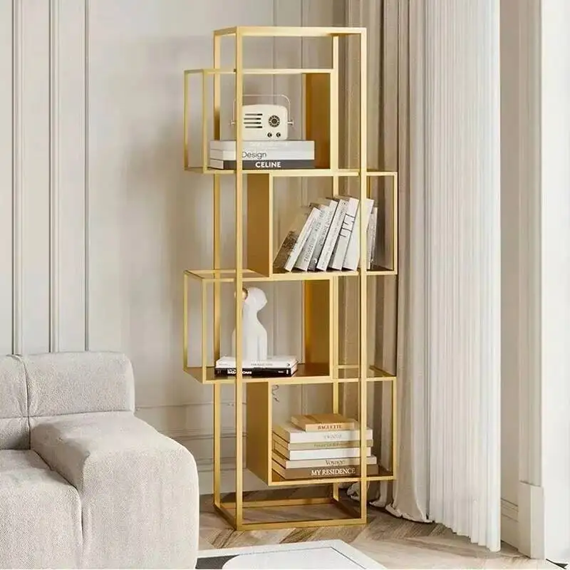 Nordic Iron Art Book Shelf Display Stand for Home Living Room Bookcase Vertical Minimalist Cream Style Bookshelf Storage Rack ZZ