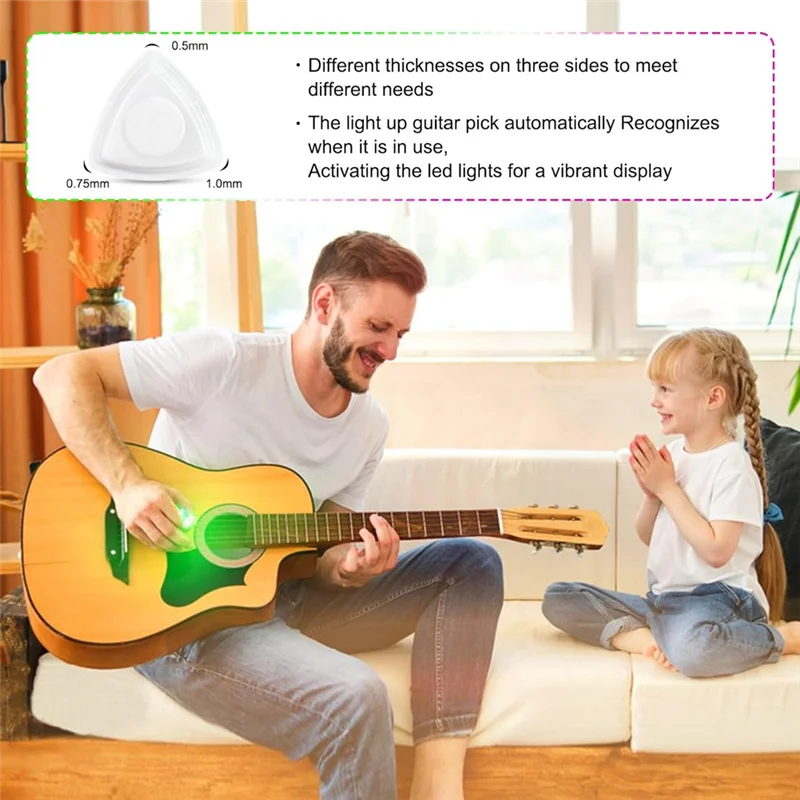 

NALFI-3 PCS Светодиодный медиатор для бас-гитары с подсветкой Beat Pick Светящиеся медиаторы с подсветкой Белый пластик для электрогитары укулеле