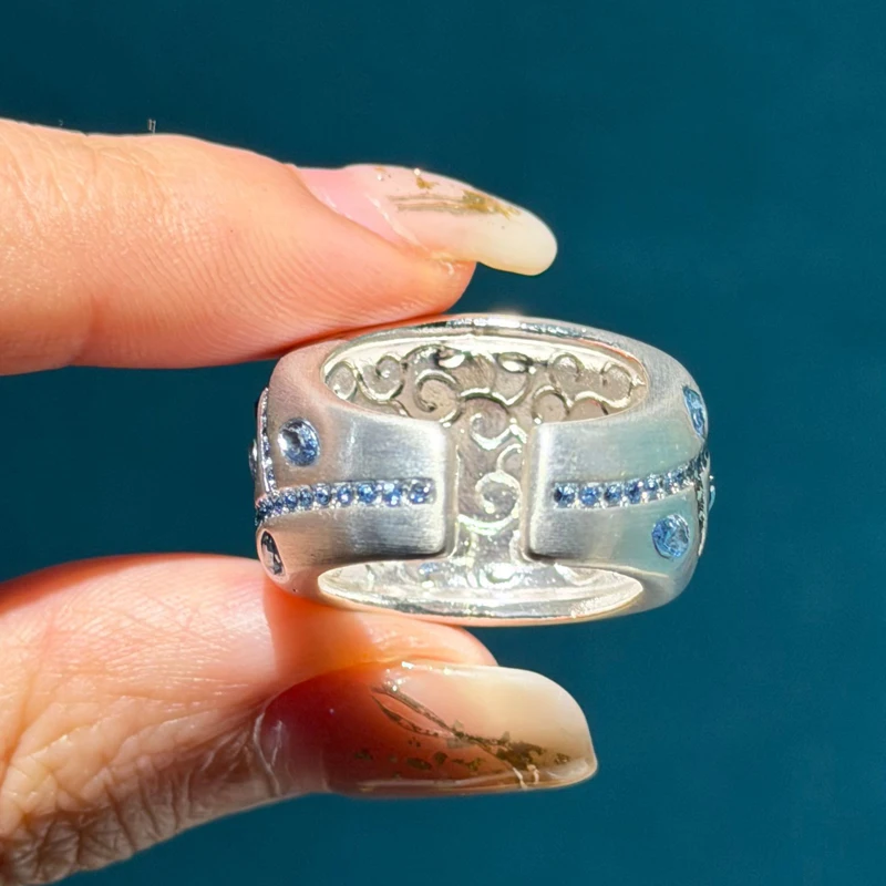 

Vintage Purple Rings Stone Blue Rhinestone Elegant For Woman Silver Color Luxury Jewelry Designer Quality Party Wedding 2025