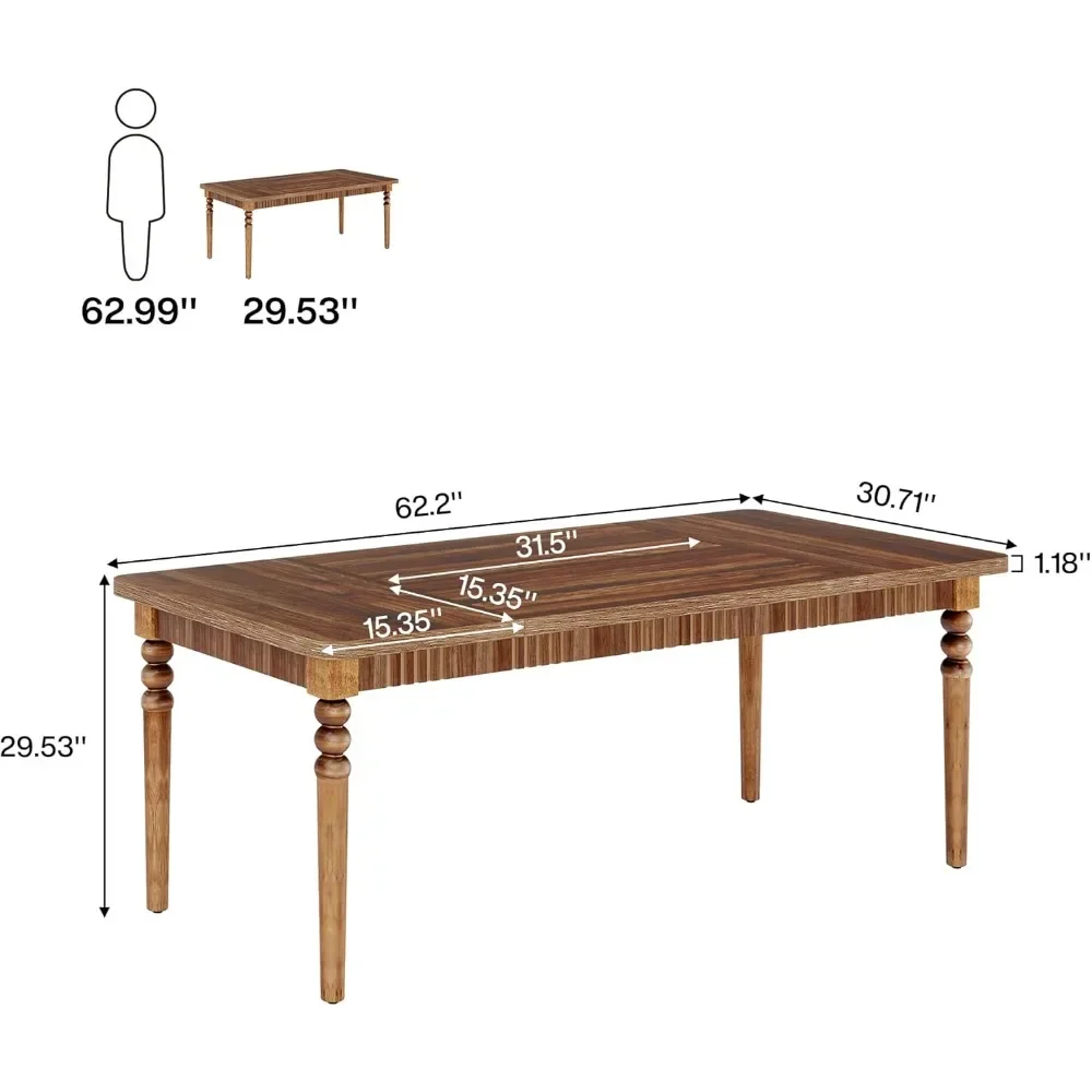 63-Inch Computer Desk with Solid Wood Turned Legs for Home Office, Workstation Business, Large Executive Writing Desk