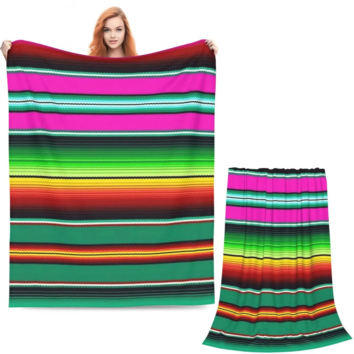 Mexican Indigenous Blanket Blanket Soft Warm Flannel Throw Blanket Bedspread for Bed Living room Picnic Travel Home Couch