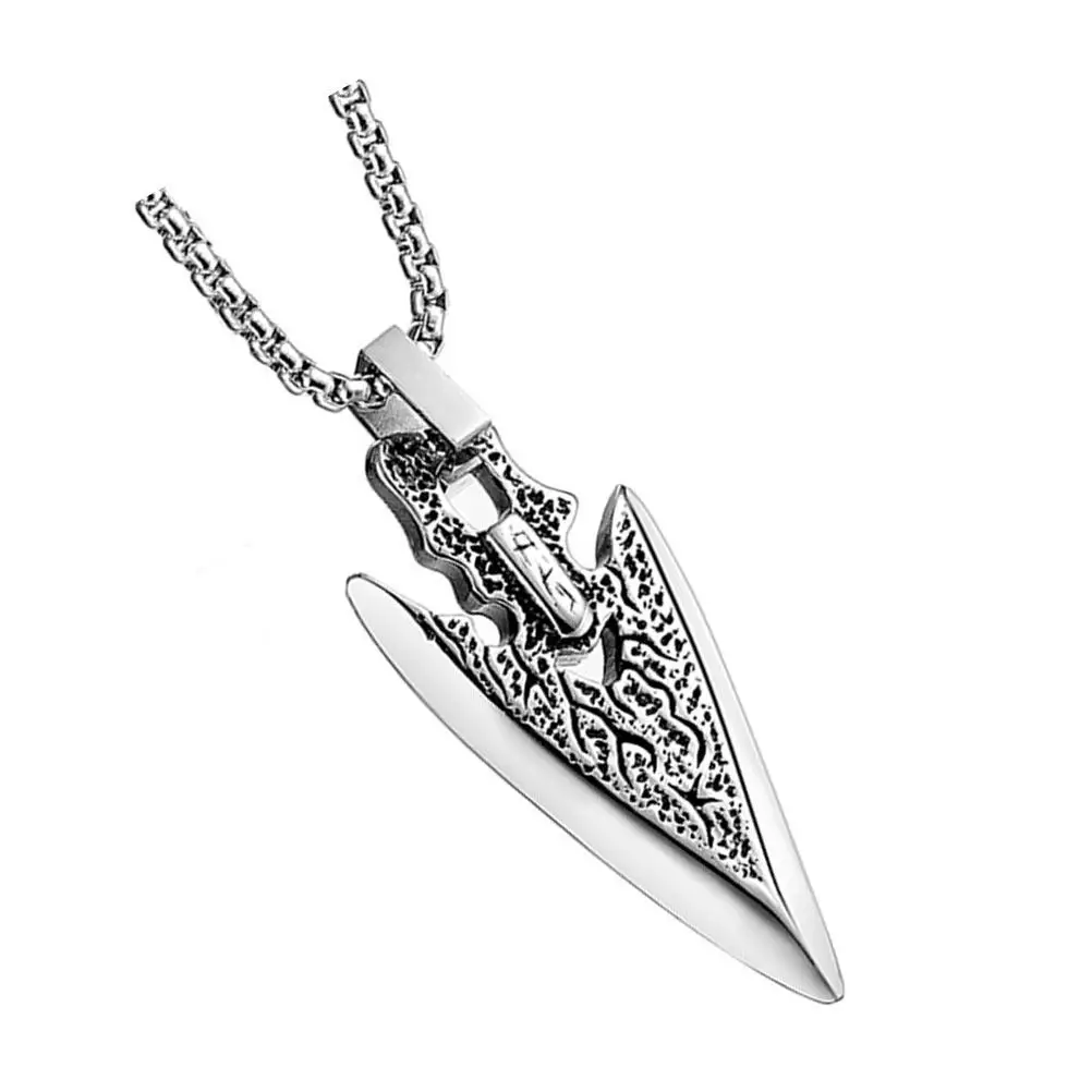 1Pcs Titanium Steel Male Necklace Sword Pendant Creative Design Punk Style Chain Choker Fashion Decoration Sword Shaped Pendant