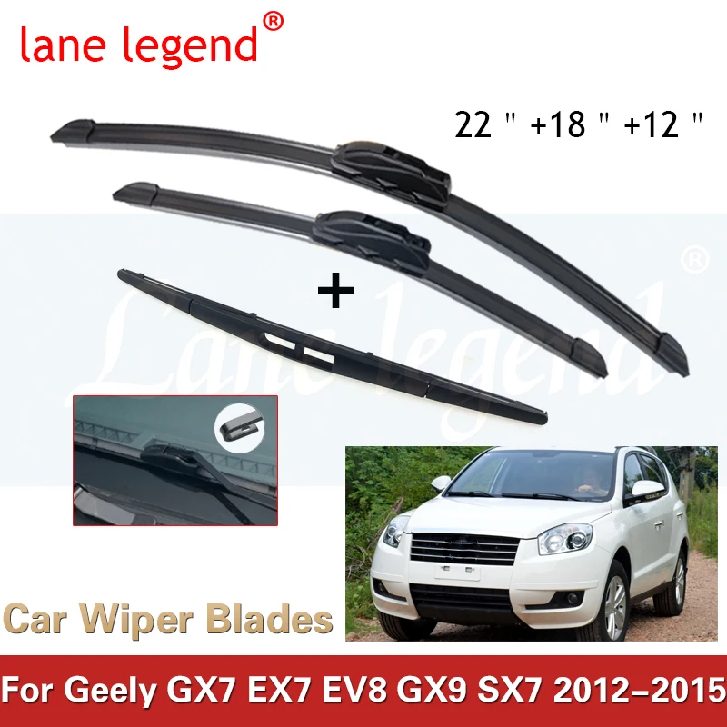 

For Geely GX7 EX7 EV8 GX9 SX7 2012-2015 Front Rear Wiper Blades Brushes Cutter Accessories J Hook 2012 2013 2014 2015