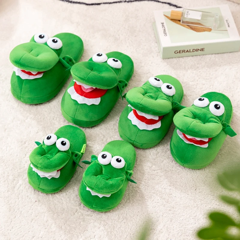Family fun green Open mouth crocodile home father and son 2024 new fashion comfortable non-slip slippers
