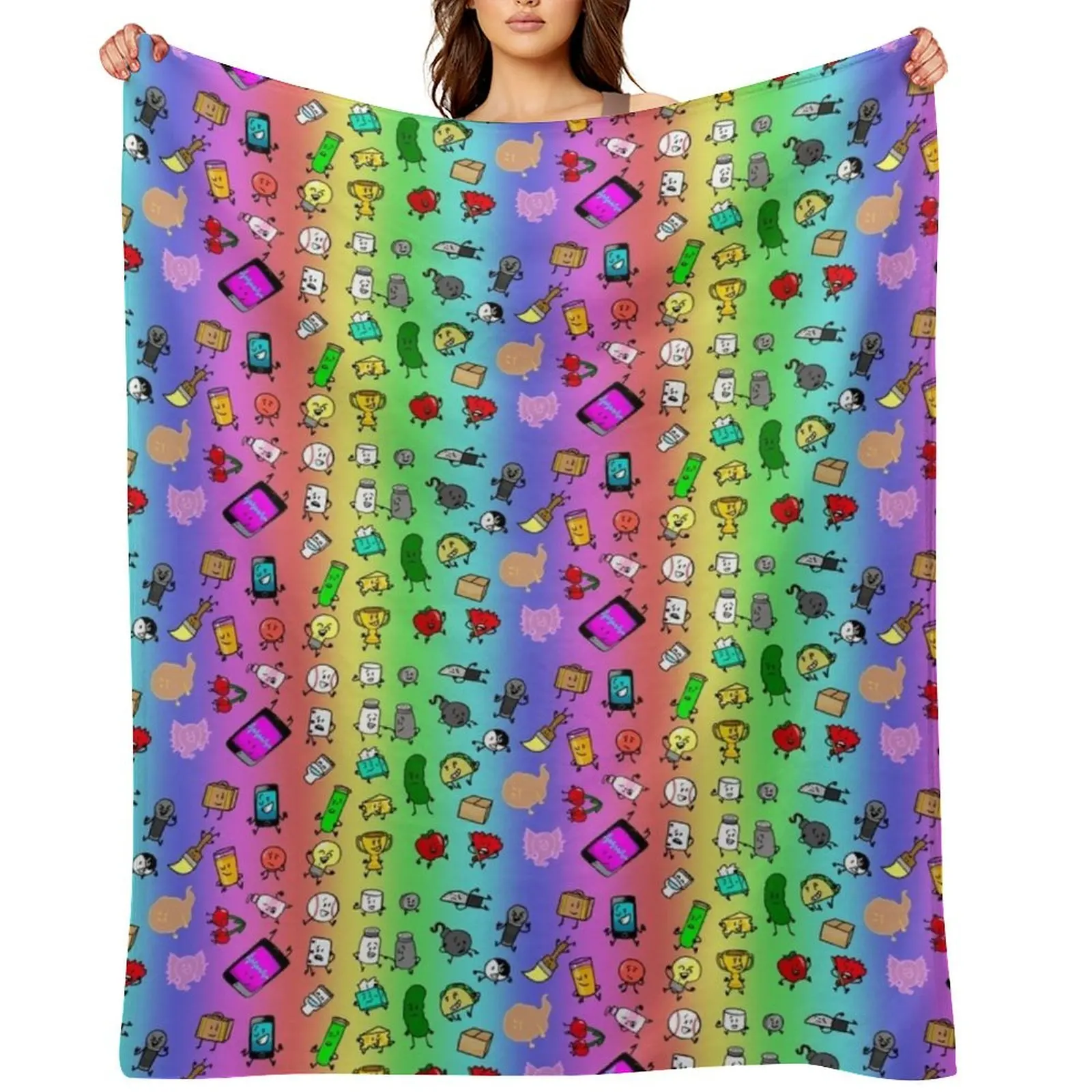 

Inanimate Insanity All Characters (Rainbow) Throw Blanket bed plaid For Baby Soft Plush Plaid Flannel Fabric Blankets