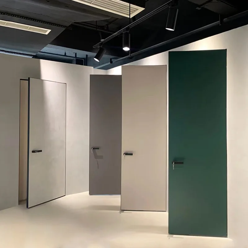 

Aluminum wood door Frameless door Background wall Invisible door Secret Storage room One to the topMinimal flat