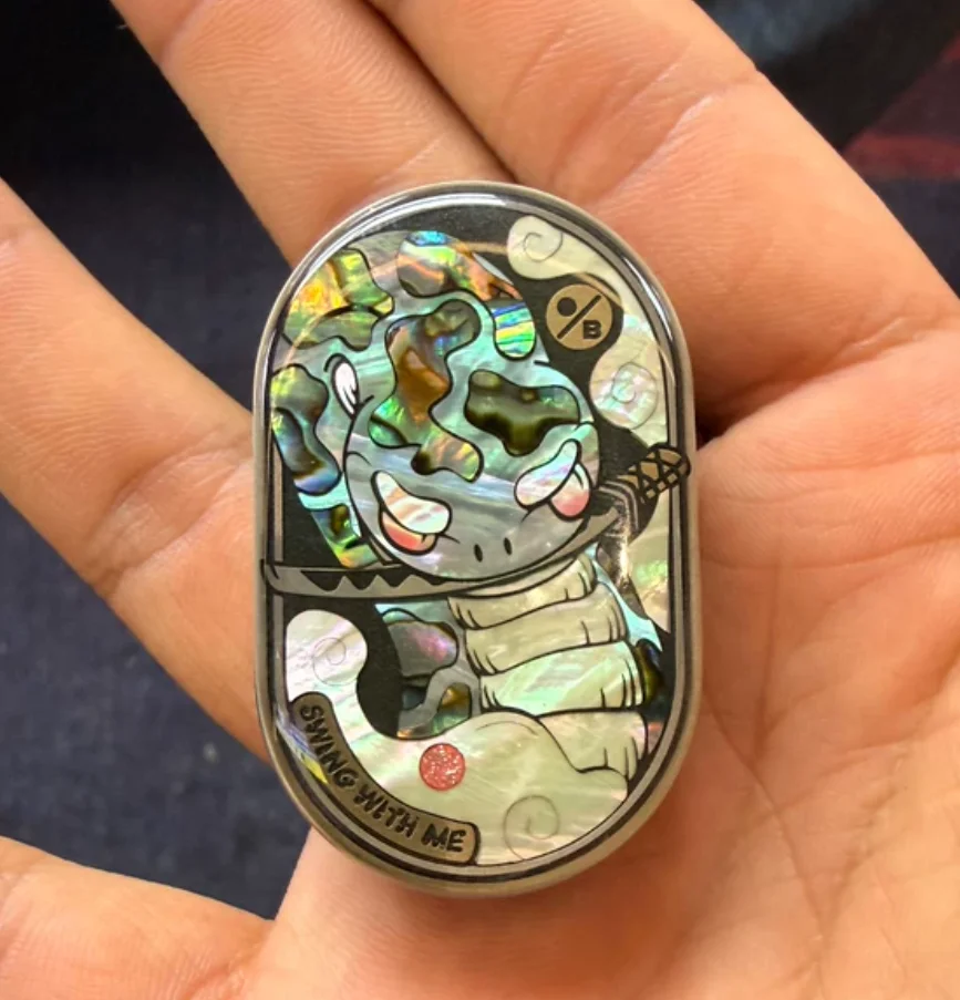 Used EDC MOT rocking rainbow titanium luminous shell mother sealing crystal fidget slider decompression toy