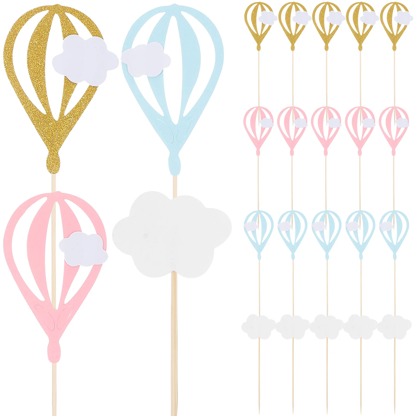 

30 PCS Cake Cloud Airballoon Cakes Birthday Topper Hot Picks Baby Shower Dessert Toppers Small