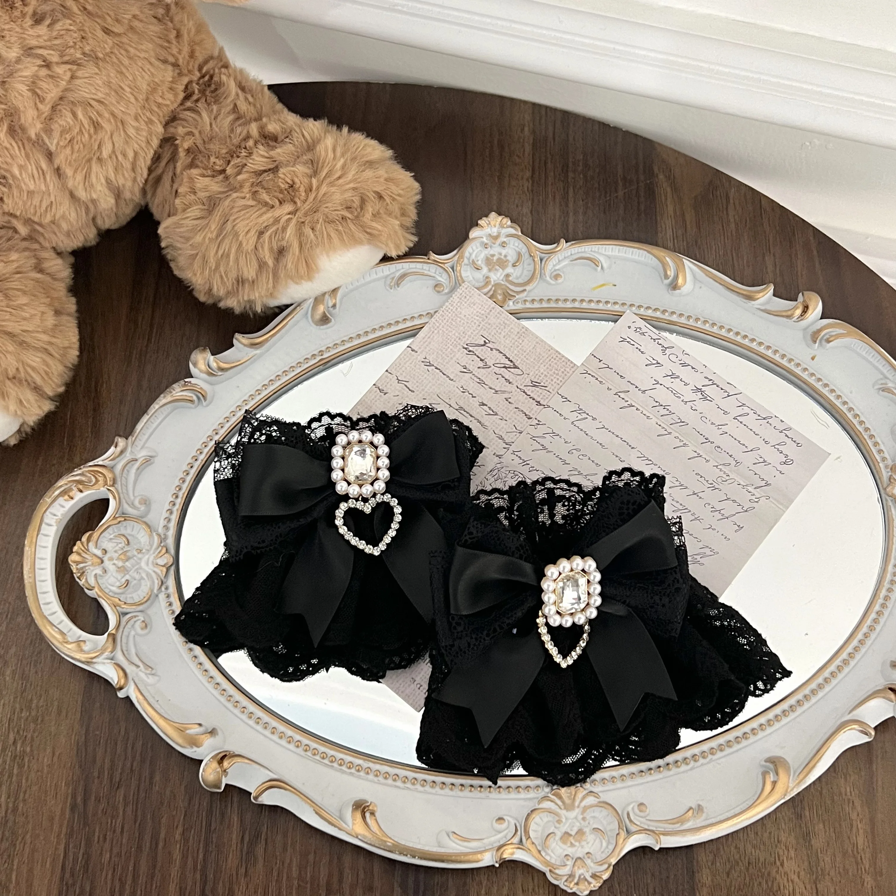 2025 Japanese Mine Mass-produced Lolita Hand Sleeve Summer New Girl's Women's Sweet Cute Bow Lace Rhinestone Lo Oversleeve