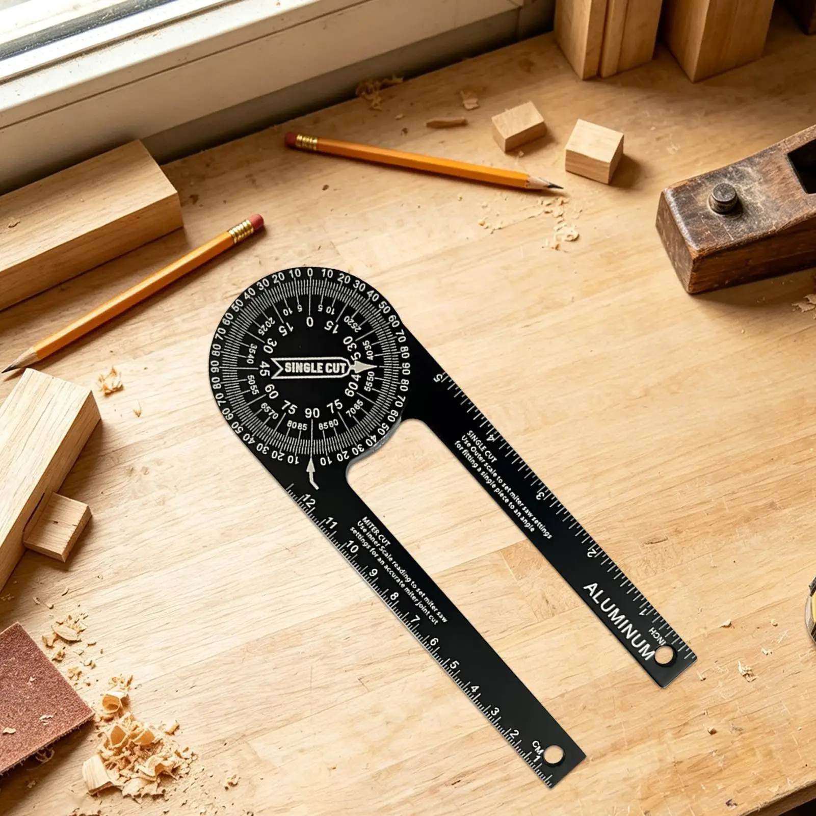 Miter Saw Protractor Aluminum Protractor Angle Finder Featuring Precision Laser-Inside Outside Miter Angle Finder Construction
