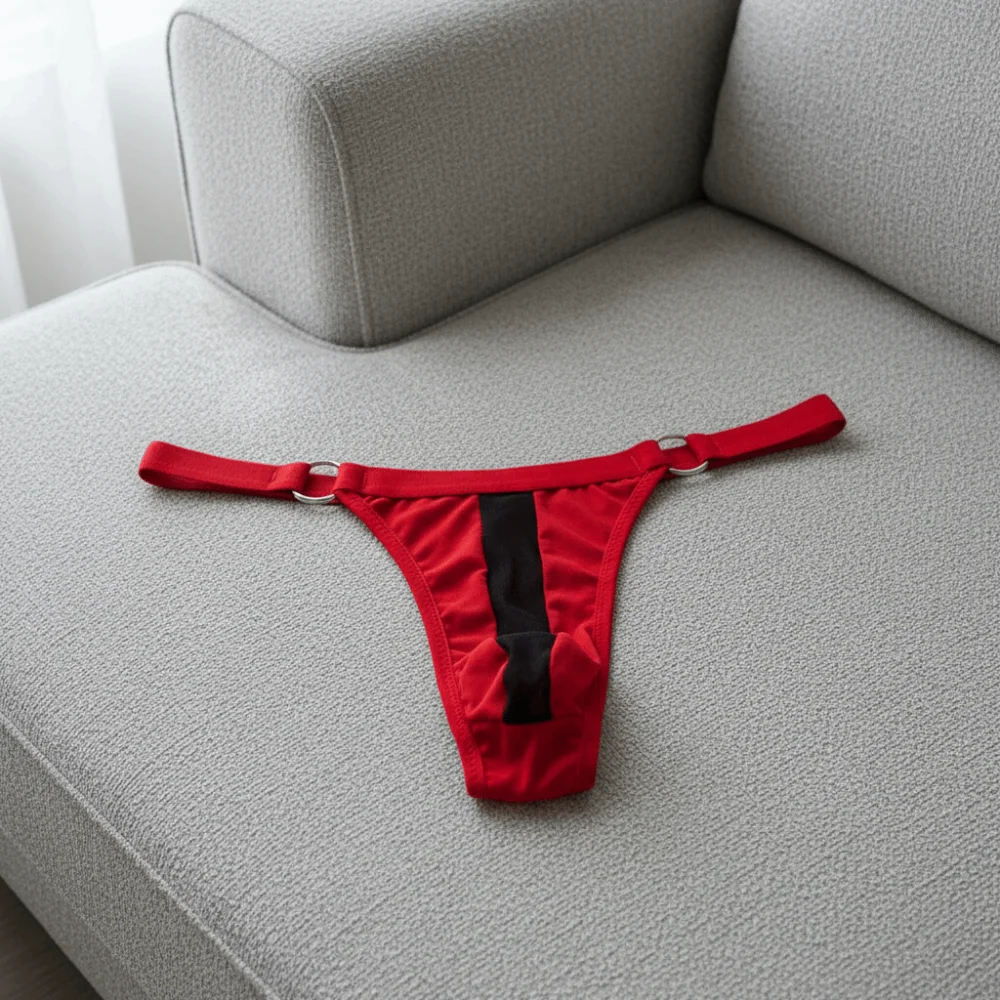 Transparent Men's Thin Thong Circular Ring Splicing Low Waist Men Underwear Thin Strip Hollow Out T-back Briefs Valentine's Day