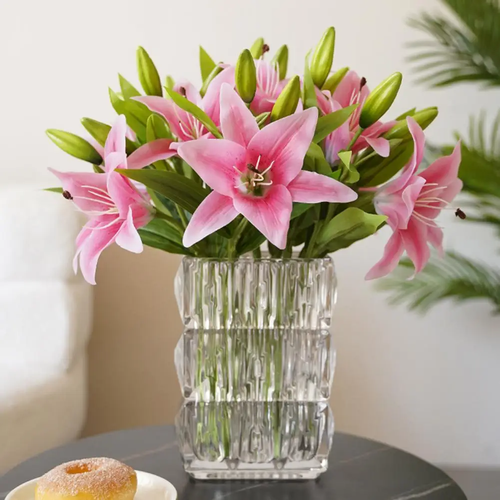 

9 Pcs Artificial Lily Flowers for Easter Realistic White Fake Lilies Spring Wedding Table Centerpiece Home Party Decoration Desk