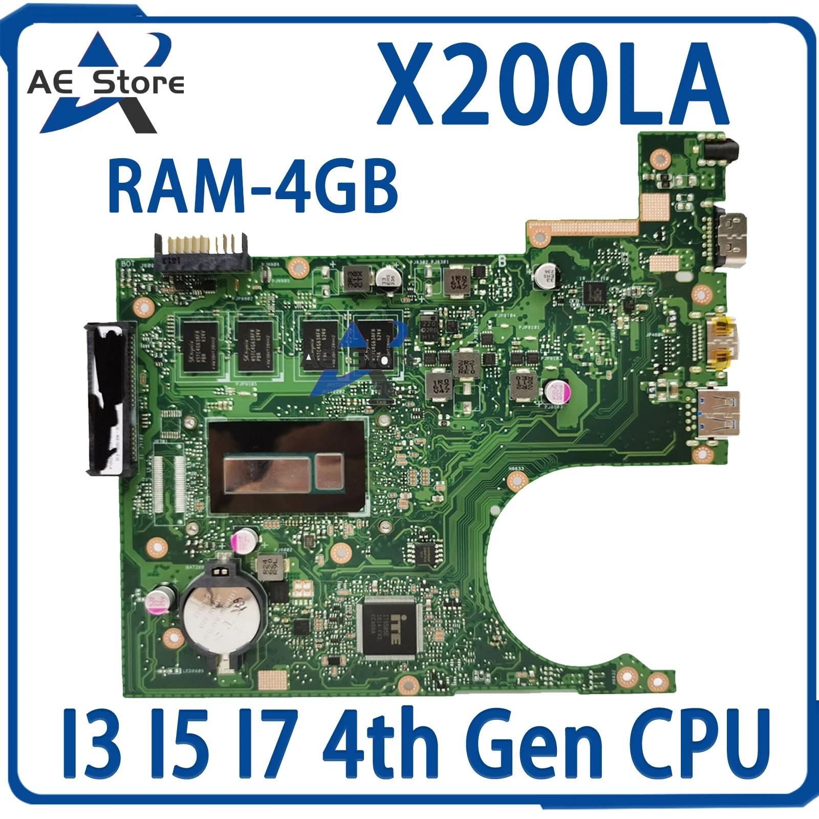 F200LA Mainboard For ASUS Vivobook F F200L X200L X200LA Laptop Motherboard I3 I5 I7 4th Gen 4GB/RAM LVDS OR EDP MAIN BOARD