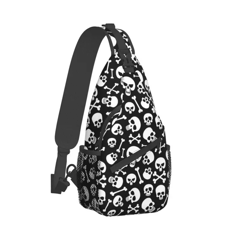 Mochila Crossbody Sling para homens, esqueleto de horror, caveira gótica de morte, bolsa de ombro para viajar, mochila personalizada