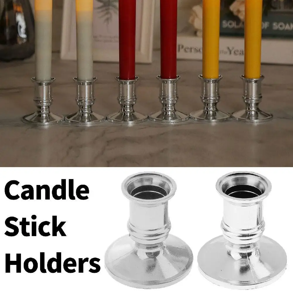 2pcs Candle Holder Candle Base Plastic Candlestick Silver Gold Conical Various Festivals Fireplace Holder For Electronic Candles