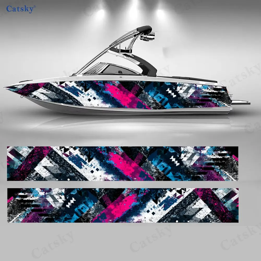 

2Pcs Neon Tribal Graffiti Boat Stickers, PVC Waterproof Durable Vinyl Wrap Decals for Fishing Boats, Durable and Stylish Design