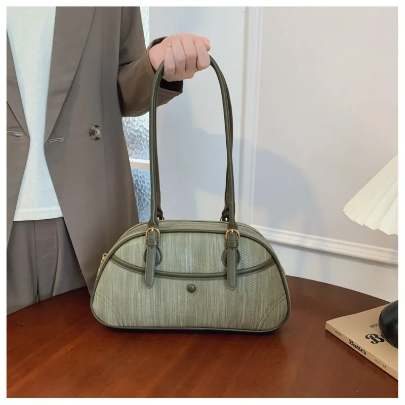 Light Luxury Zipper Sewing Thread PU Design Shoulder Bags 2026 High Quality Retro Lightweight Commute Crossbody Bags for Women