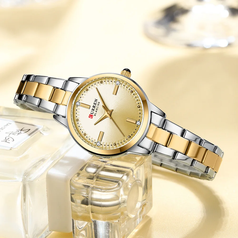 CURREN Montre pour femme avec bracelet en acier inoxydable Mélange parfait du minimalisme et de la mode pour un usage quotidien élégant avec boîte