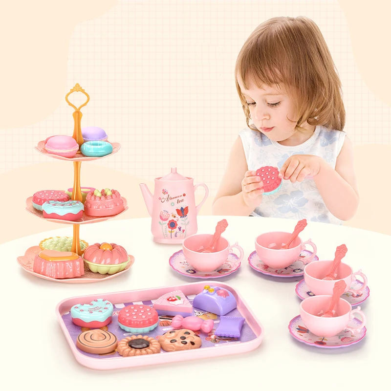 DIY Simulation Tea Food Cake Set Play House Kitchen Afternoon Tea Game Toys Gifts Pretend Play Toy For Children Kids Girls Gift